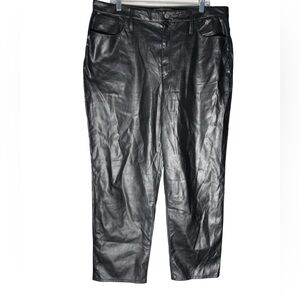 Madewell The Perfect Vintage Straight Jean Faux Leather Womens size 33 High Rise